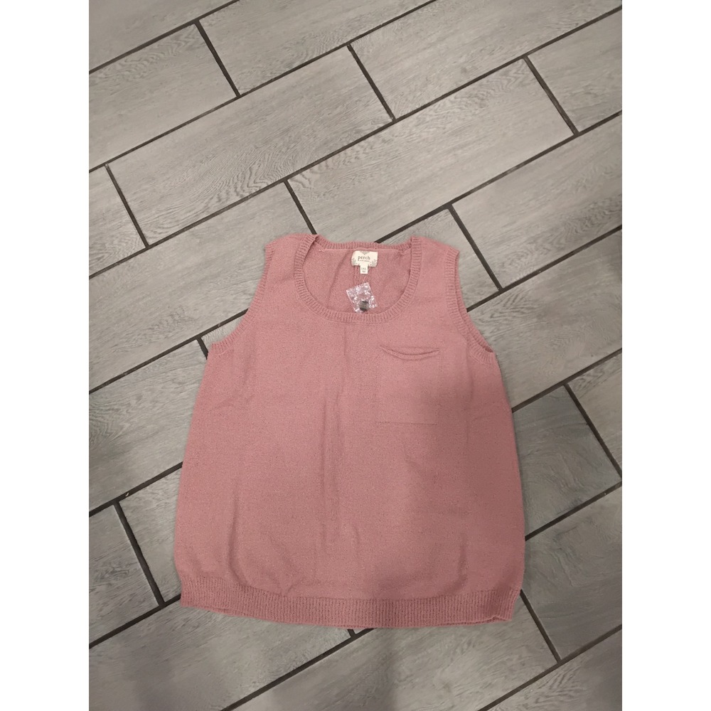 Perch Womens Pink Knit Sleeveless‎ Button Back Sweater Vest Top Size 1X